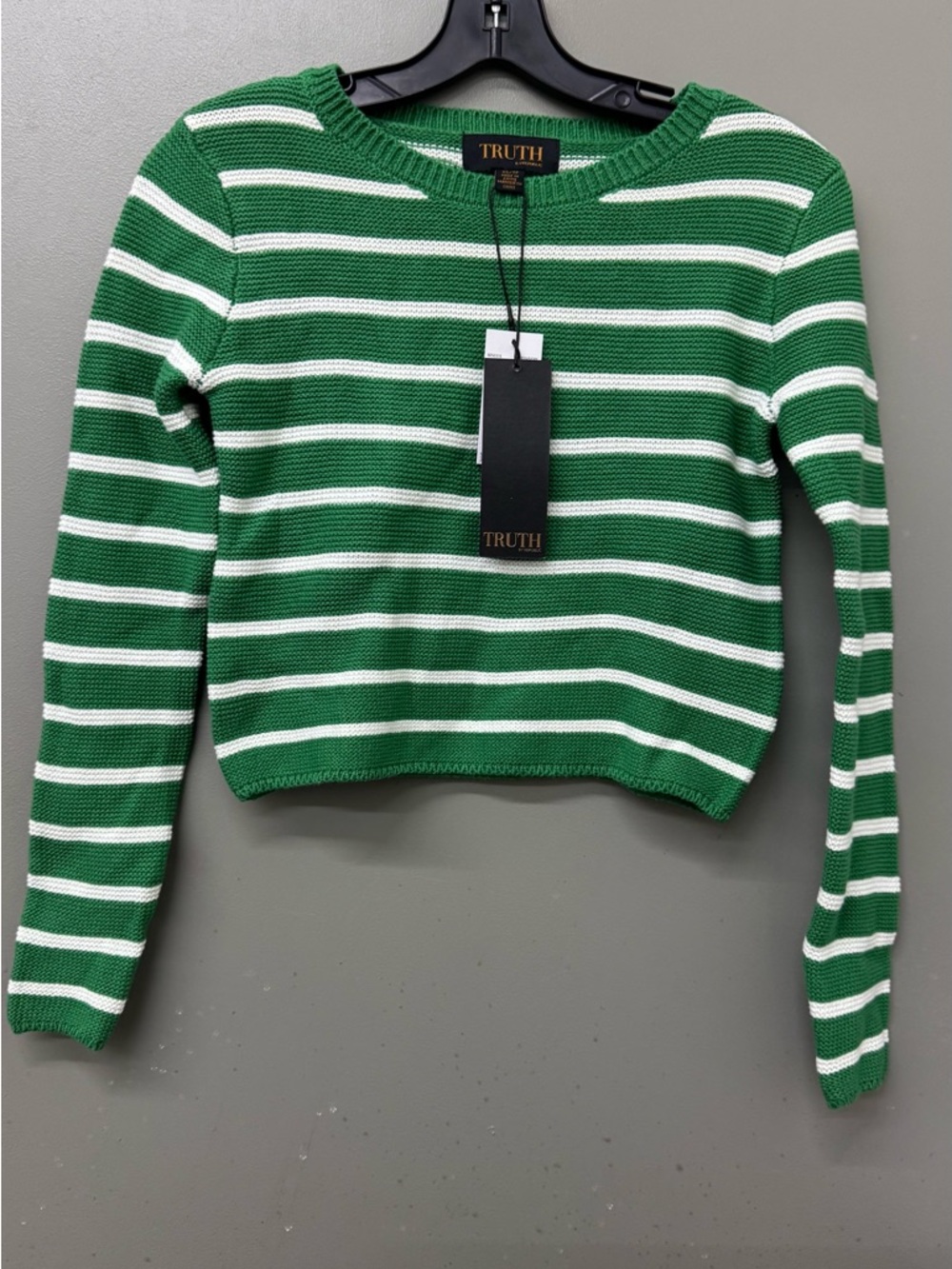 NWT Truth Long Sleeve Striped Sweater Green Rancher Womens Size XS NEW